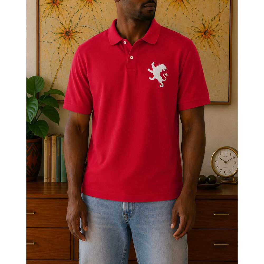 Express Mens Short Sleeve Polo Size 2XL Red Shirt Collar Logo Pullover